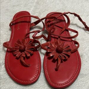 Cole Haan Red Floral Leather Sandals